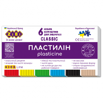 Купить Пластилин CLASSIC 6 цветов, 120г "ZiBi" оптом